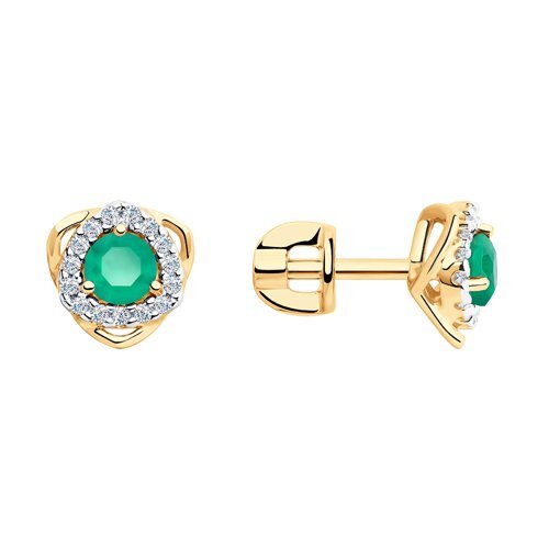 

Серьги пусеты из золота TEO MAORI 837726096, агат/фианит, 837726096