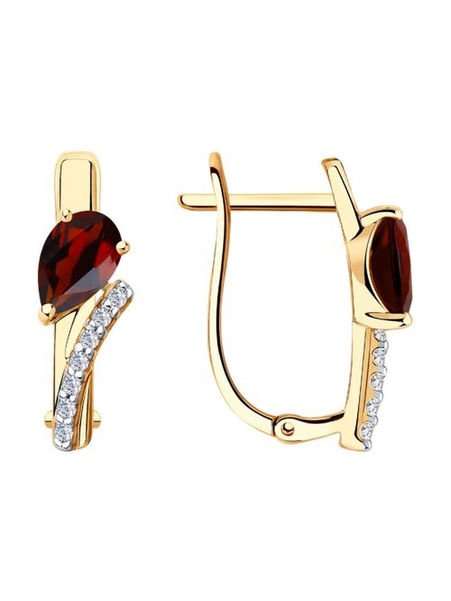 

Серьги из золота TEO MAORI 837726108, гранат/фианит, 837726108
