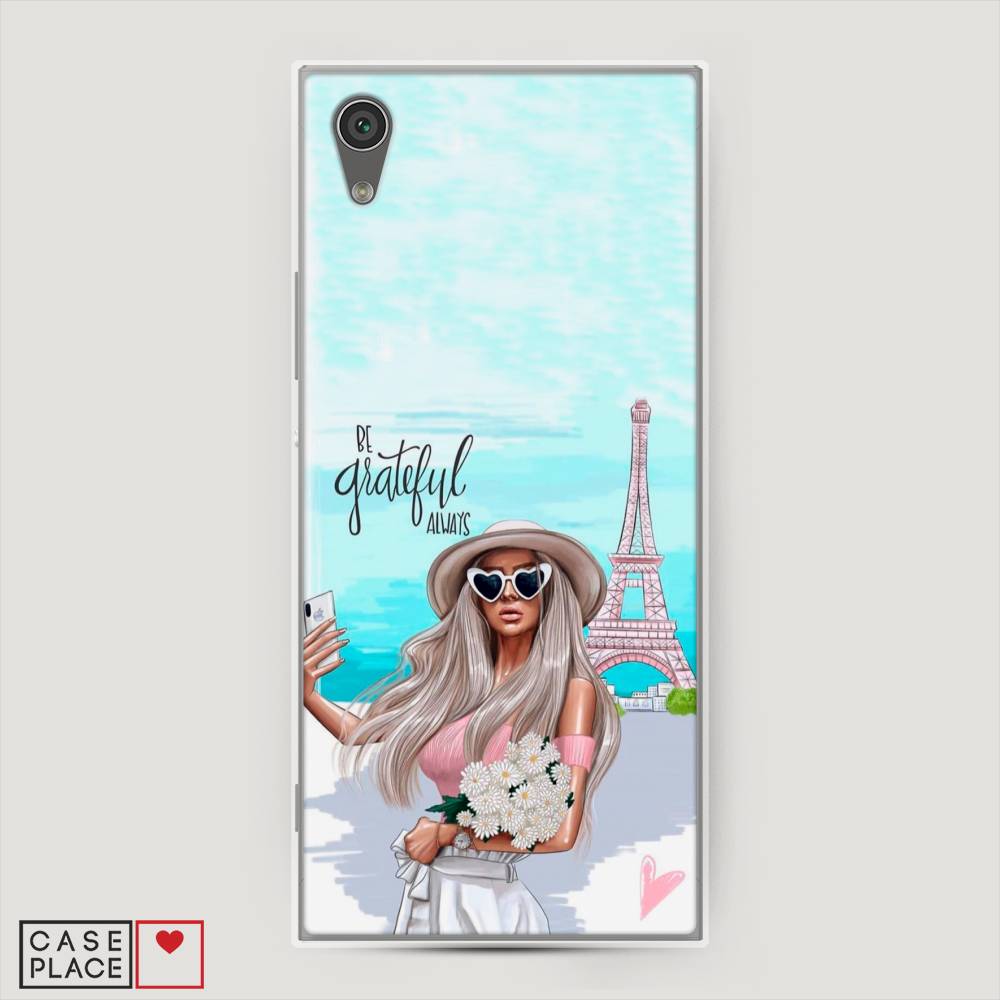 

Чехол на Sony Xperia L1 "Селфи Париж", Голубой;бежевый, 52550-6