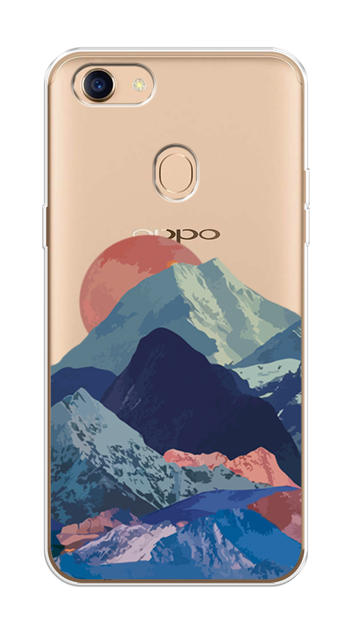 

Чехол на Oppo F5 "Закат в снежных горах", Красный;серый;голубой, 250250-2