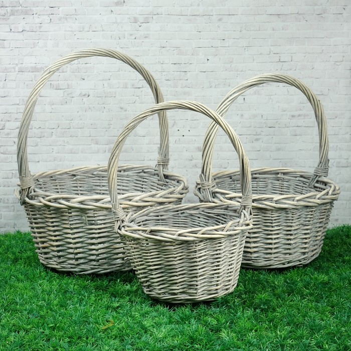 

Набор корзин «Косичка», 3 шт, 40x17/45 см, 32x16/40 см, 26x16/37 см, ива, Серый