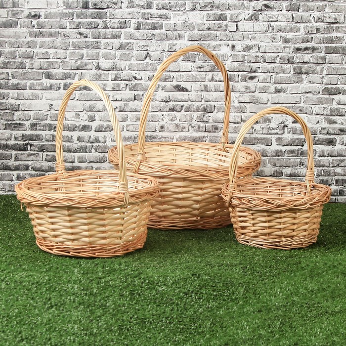 

Набор корзин, 3 шт, 33x15x35 см, 28x13x27 см, 24x12x22 см, ива