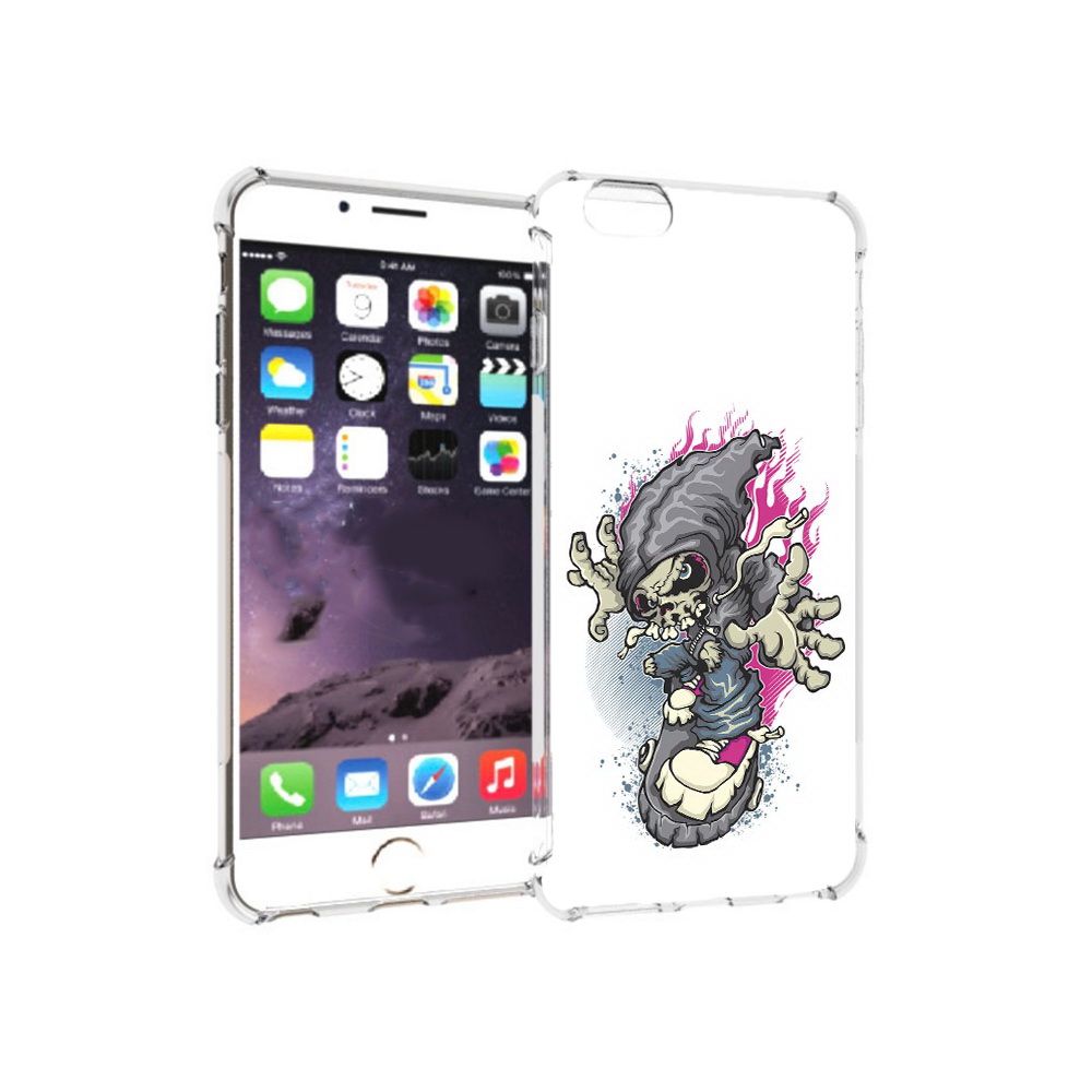 

Чехол MyPads Tocco для Apple iPhone 6 Plus нарисованный скелет на скейт борде, Прозрачный, Tocco