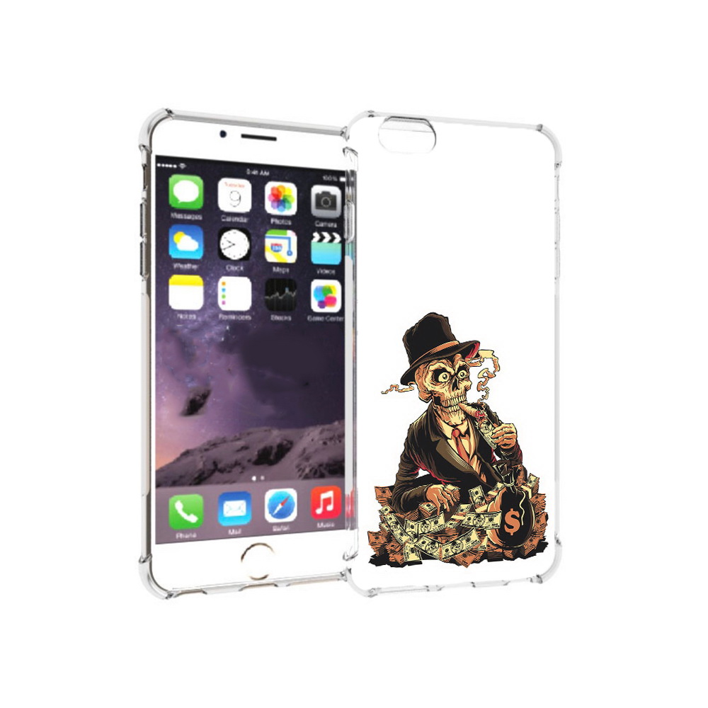 

Чехол MyPads Tocco для Apple iPhone 6 Plus нарисованный череп с сигаретой, Прозрачный, Tocco