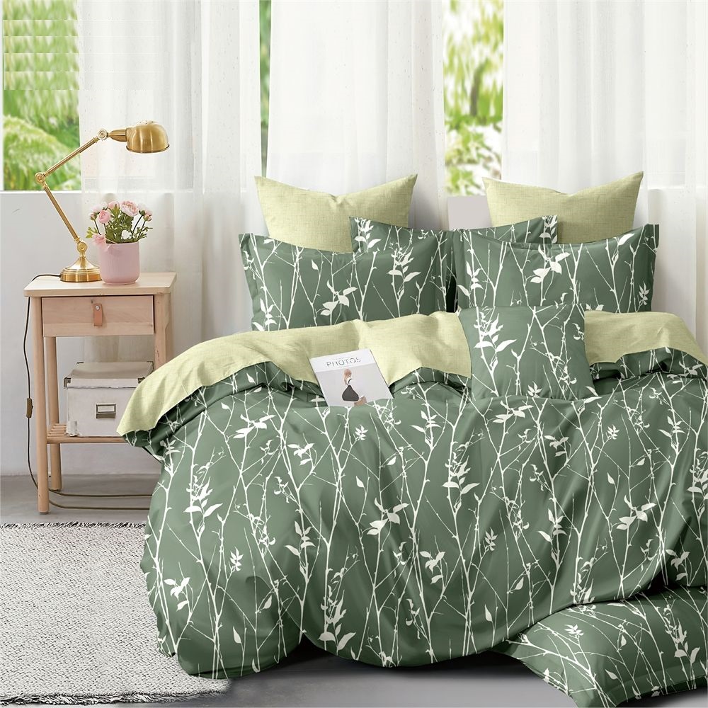 

Постельное белье на резинке Зеленый взрыв 2 СП с европростыней Поплин 2 наволочки 70x70, Зеленый взрыв