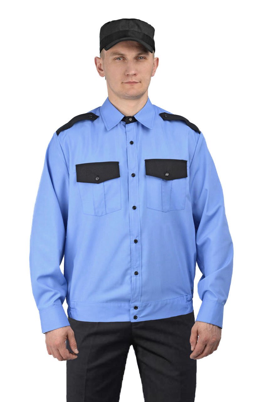 Рубашка рабочая мужская Ursus РУБ504-069 голубой с черным 42 RU, 170-176 см