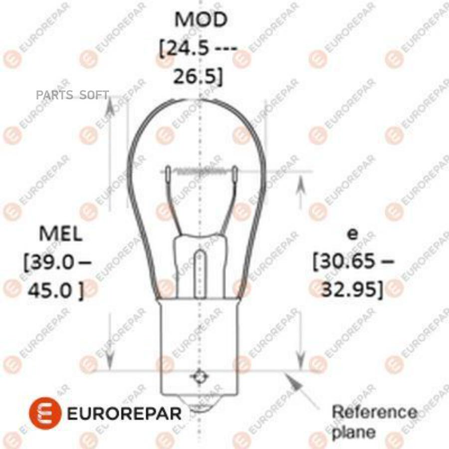 Лампа Накаливания P21w 12v 21w Ba 15s EUROREPAR арт. 1616431280