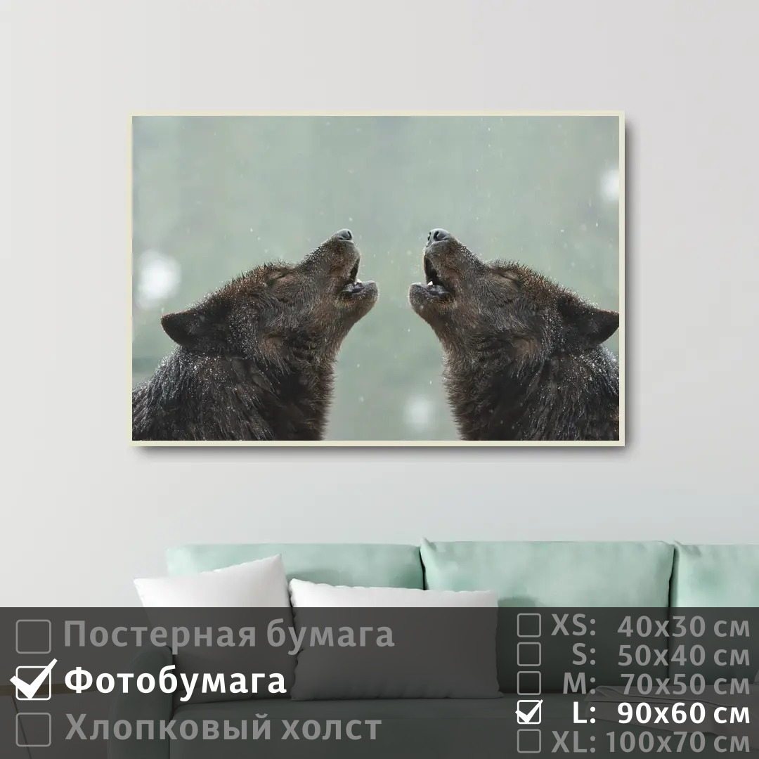 

Постер на фотобумаге ПолиЦентр Волки воют вместе в снежный день 90х60 см, ВолкиВоютВместеВСнежныйДень