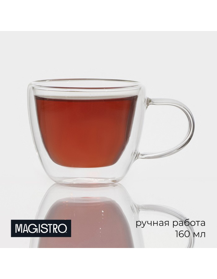 

Кружка с двойными стенками Magistro Дуо стеклянная, 160 мл