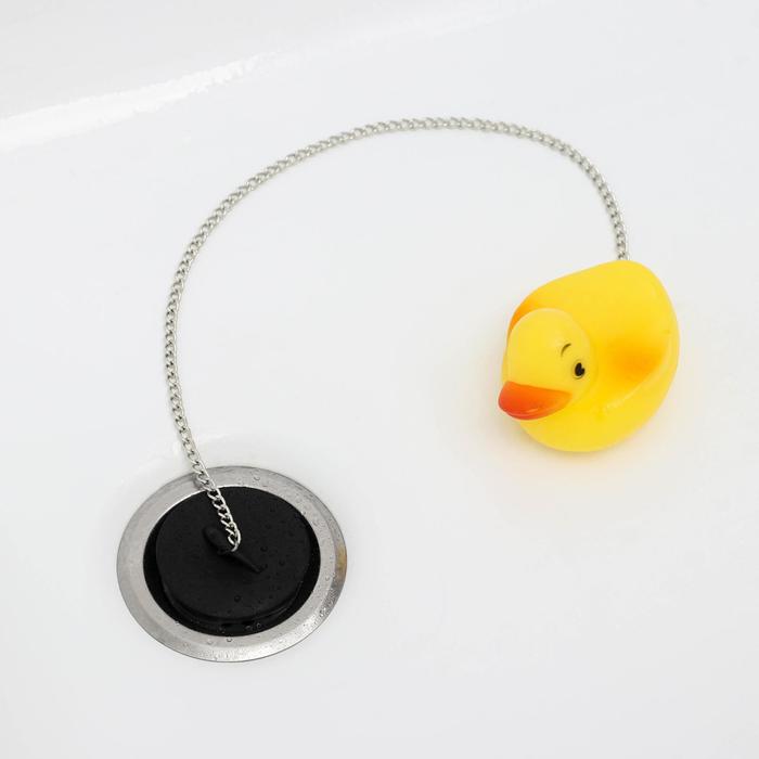 Пробка для ванной с игрушкой Доляна «Утёнок», d=5 см (внутренний d=4 см), цепочка 40 см