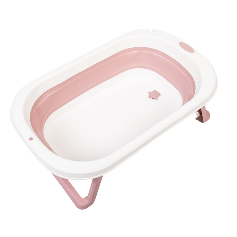 Детская складная ванночка Solmax&Kids для купания новорожденных с держателем душа, розовый