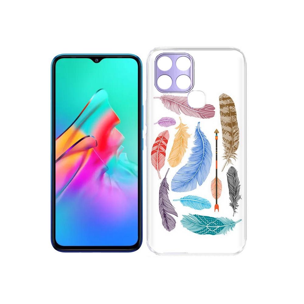 

Чехол MyPads Tocco для Infinix Smart 6 разноцветные перья, Прозрачный, Tocco