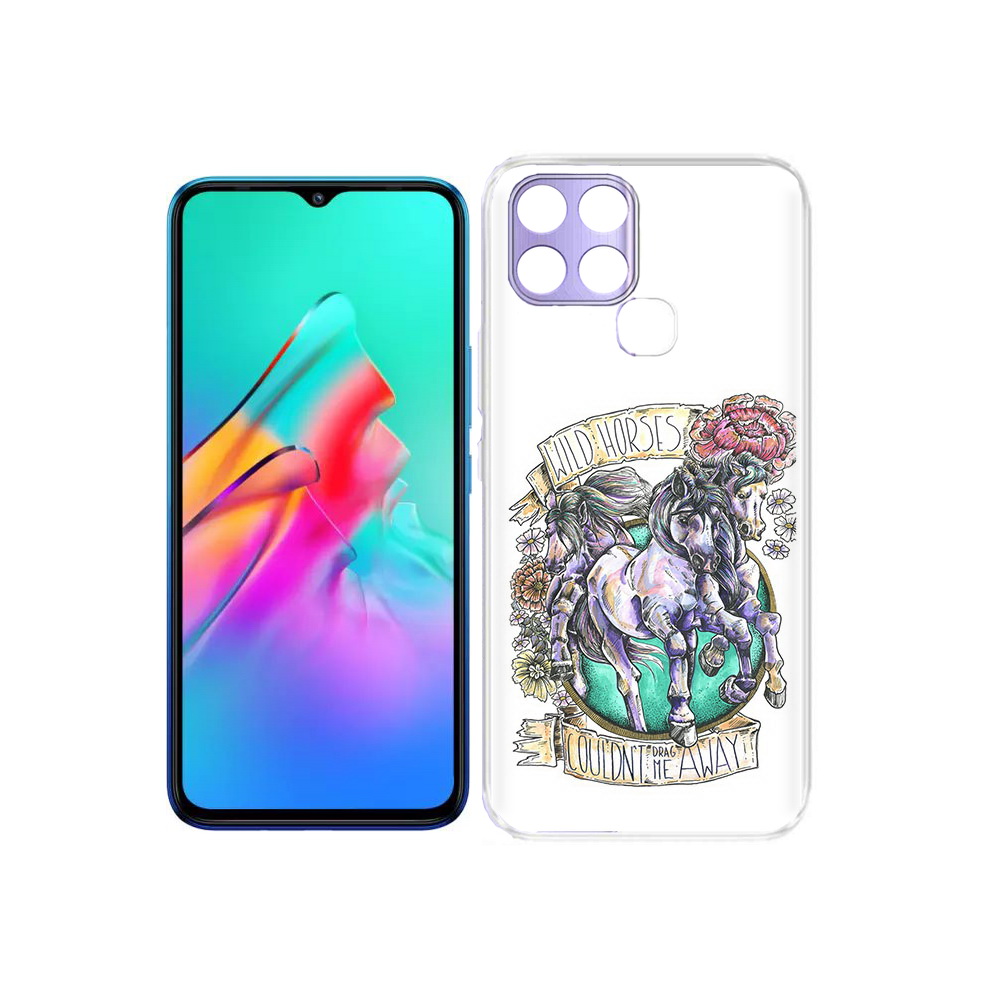 

Чехол MyPads Tocco для Infinix Smart 6 рисунок коней в цветах, Прозрачный, Tocco