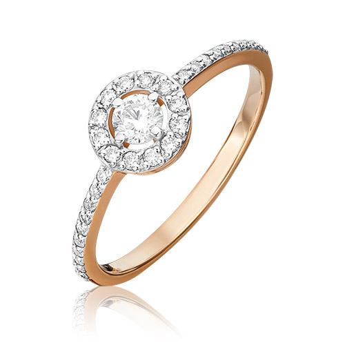 Золотые кольца Кольцо из красного золота с бриллиантом р. 17,5 PLATINA jewelry 01-1076-00-101-1110-30