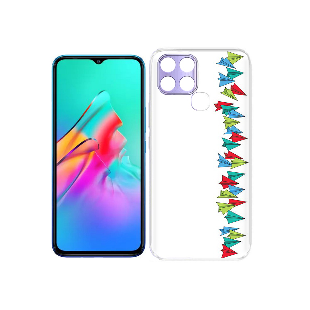 

Чехол MyPads Tocco для Infinix Smart 6 самолетики из листочков, Прозрачный, Tocco