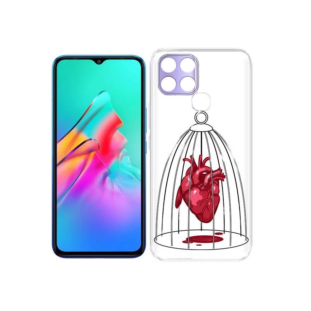 

Чехол MyPads Tocco для Infinix Smart 6 сердце в клетке, Прозрачный, Tocco