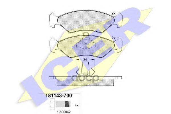 

Колодки дисковые п. Ford Fiesta 1.0-1.8D 89>, Mazda 121 1.25/1.3/1.8D 96> 181143-700