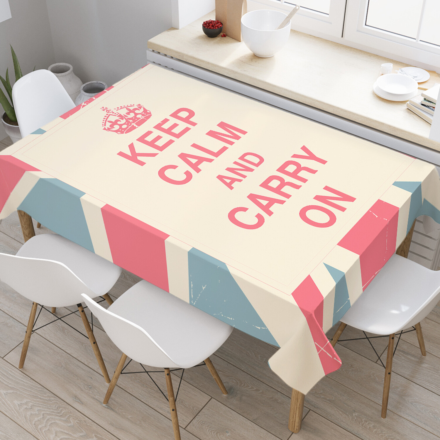 

Скатерть прямоугольная JoyArty "Будь спокоен и продолжайте действовать" 120x145 см, Будь спокоен и продолжайте действовать