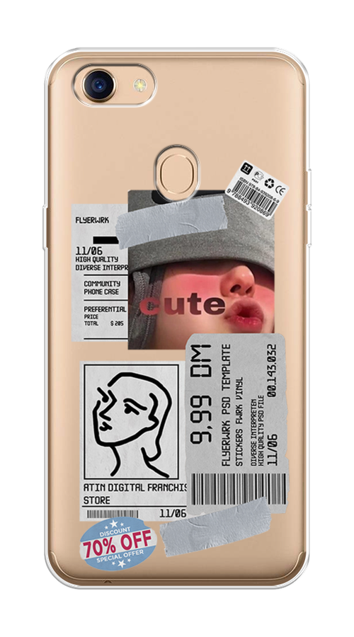

Чехол на Oppo F5 "Cute girl collage", Розовый;серый;голубой, 250250-6