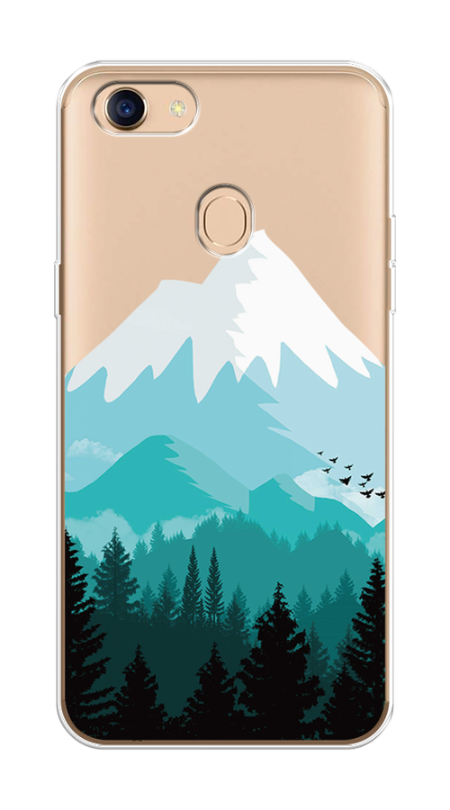 

Чехол на Oppo F5 "Синяя снежная гора", Белый;голубой, 250250-2