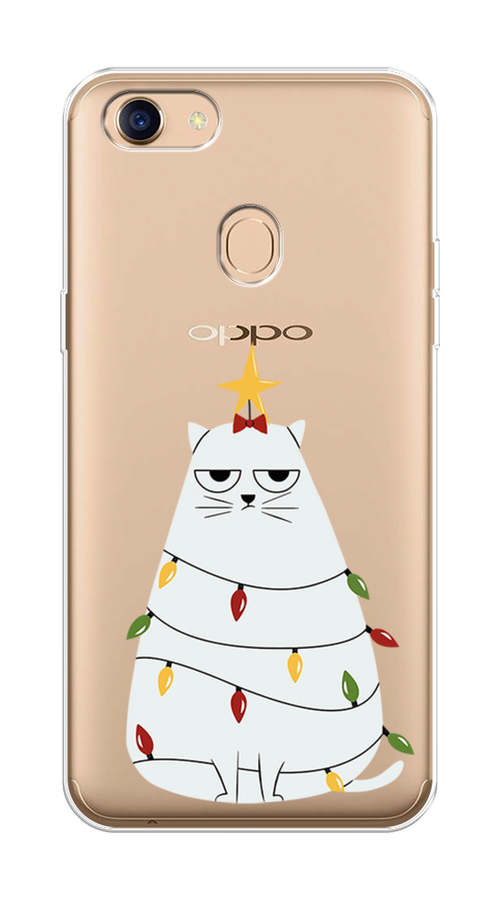 

Чехол на Oppo F5 "Котик в гирлянде", Белый;красный;желтый, 250250-1