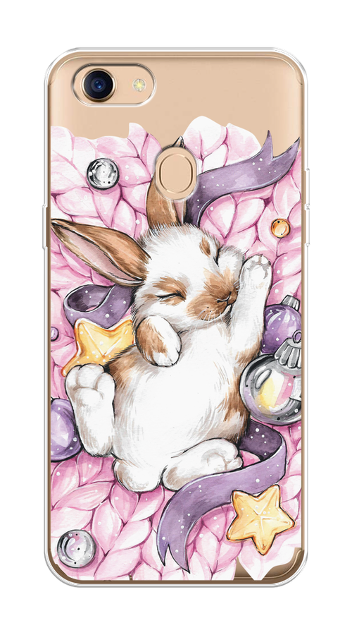 

Чехол на Oppo F5 "Кролик спит", Розовый;белый, 250250-5