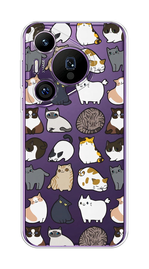 

Чехол на Huawei Pura 70 Pro/70 Pro Plus "Милые котики", Прозрачный;белый;серый, 6124150-1