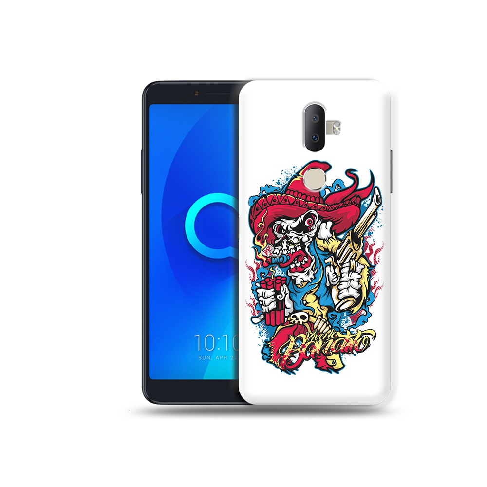 

Чехол MyPads Tocco для Alcatel 3V нарисованный скелет с писталетом, Прозрачный, Tocco