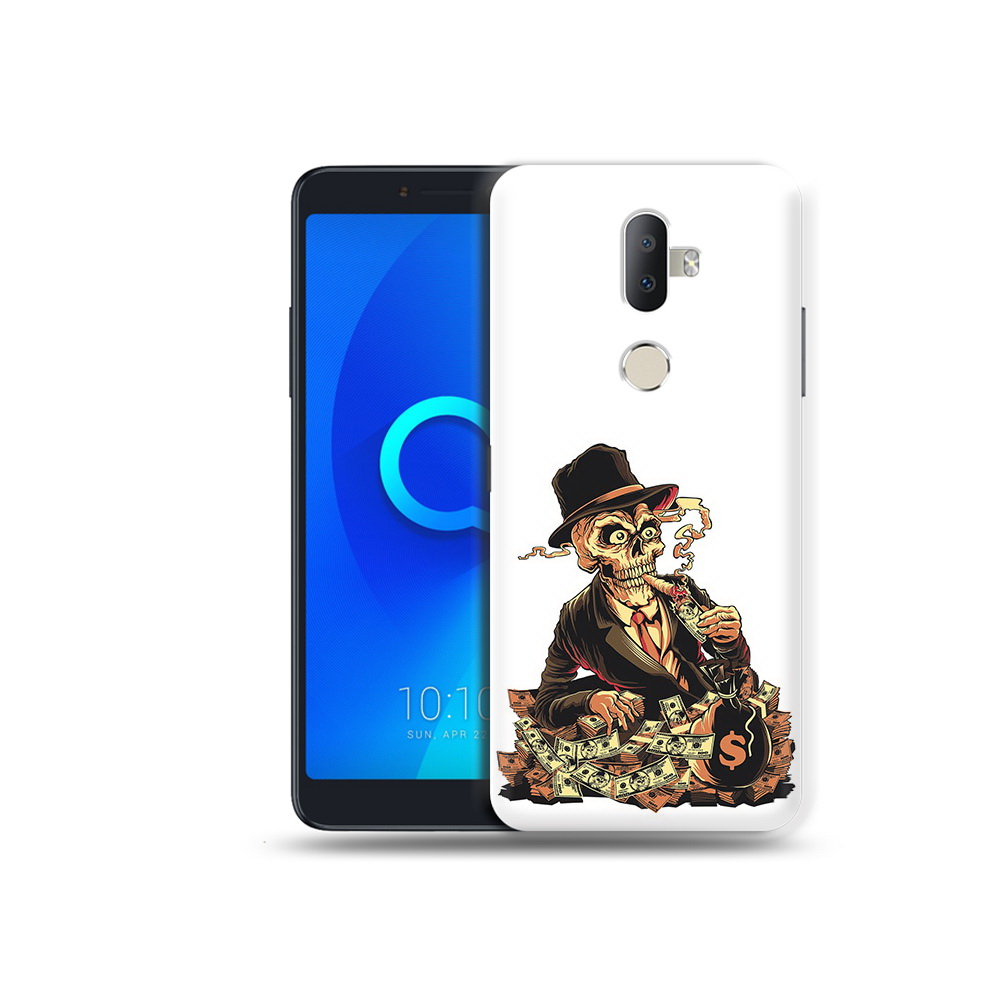 

Чехол MyPads Tocco для Alcatel 3V нарисованный череп с сигаретой, Прозрачный, Tocco