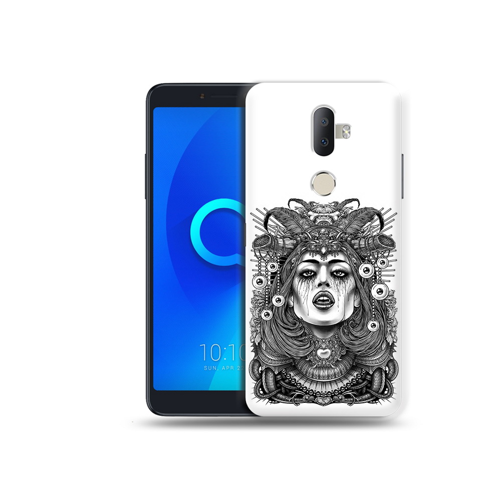 

Чехол MyPads Tocco для Alcatel 3V портрет девушки черно белый, Прозрачный, Tocco