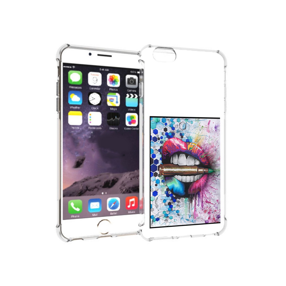 

Чехол MyPads Tocco для Apple iPhone 6 Plus разноцветные губы с пулей, Прозрачный, Tocco