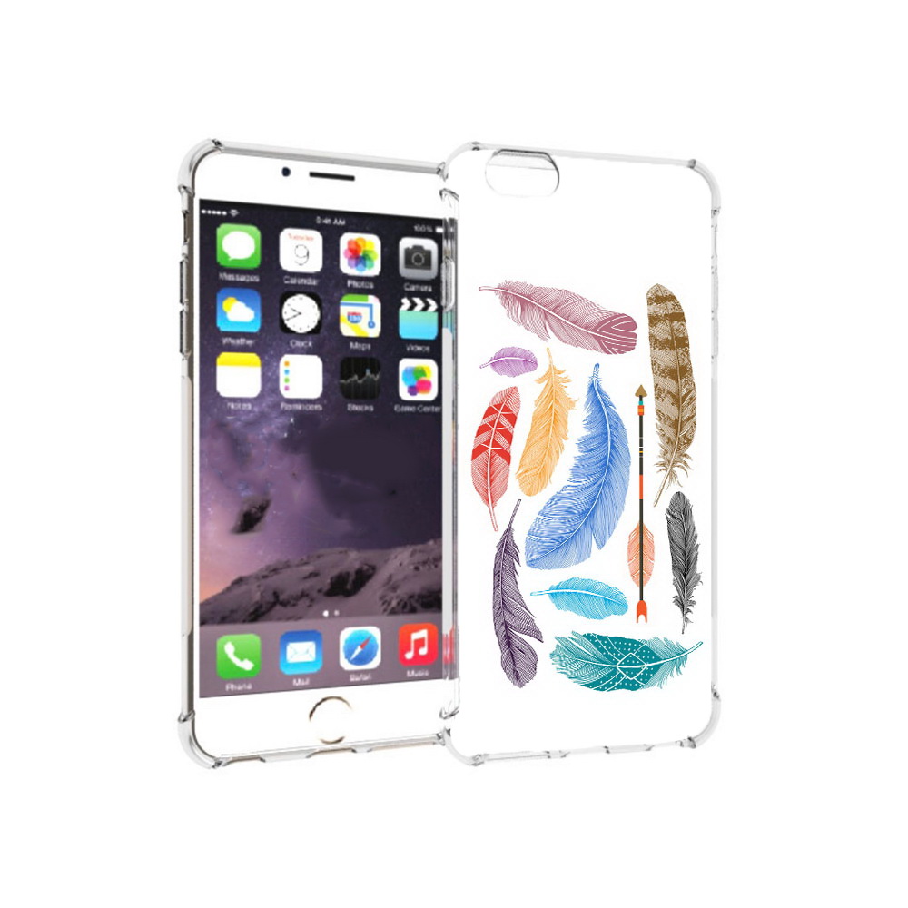 

Чехол MyPads Tocco для Apple iPhone 6 Plus разноцветные перья, Прозрачный, Tocco