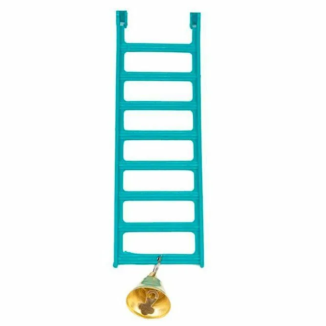 Лестница для птиц HOMEPET с колокольчиком пластиковая бирюзовая 1х50 5 см х 18,5 см