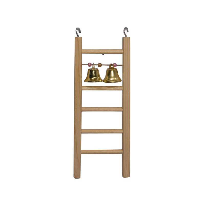 Лестница для птиц HOMEPET деревянная с бусами и колокольчиком 7,1смх2смх9,5см