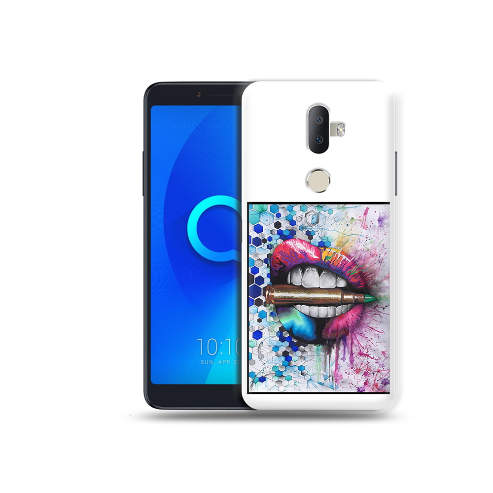 

Чехол MyPads Tocco для Alcatel 3V разноцветные губы с пулей, Прозрачный, Tocco