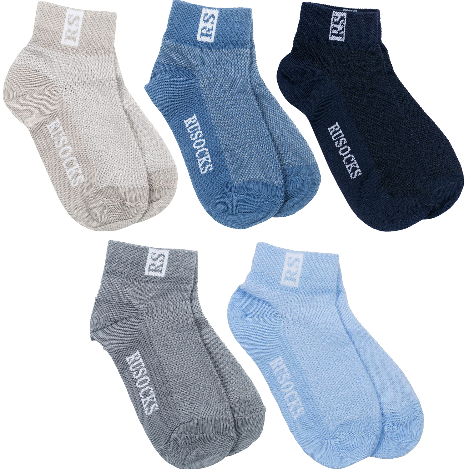 Носки для мальчиков Rusocks 5-Д-36 цв. серый; синий; голубой; бежевый; белый р. 20-22