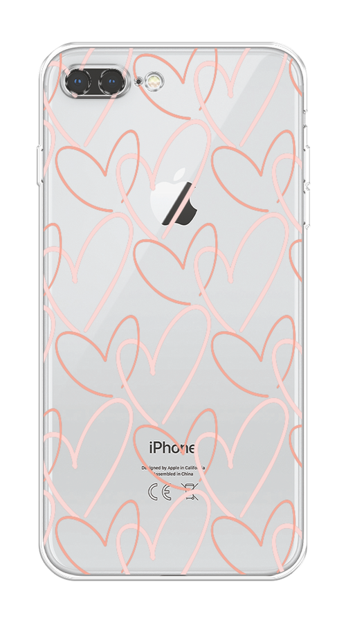 

Чехол на Apple iPhone 8 Plus "Узор из сердечек", Розовый;бежевый, 10950-6