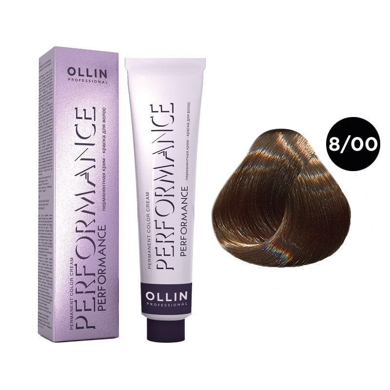 Краска для волос Ollin Professional Performance 8/00 Светло-русый глубокий 60 мл ollin professional ollin color набор перманентная крем краска для волос оттенок 7 00 русый глубокий 100 мл окисляющая эмульсия oxy 6% 150 мл