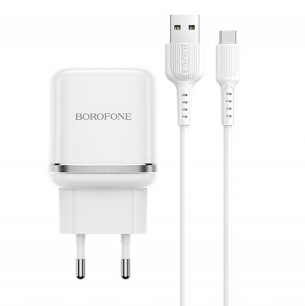 фото Сетевое зарядное устройство borofone ba36a, 1xusb, 3 a, white