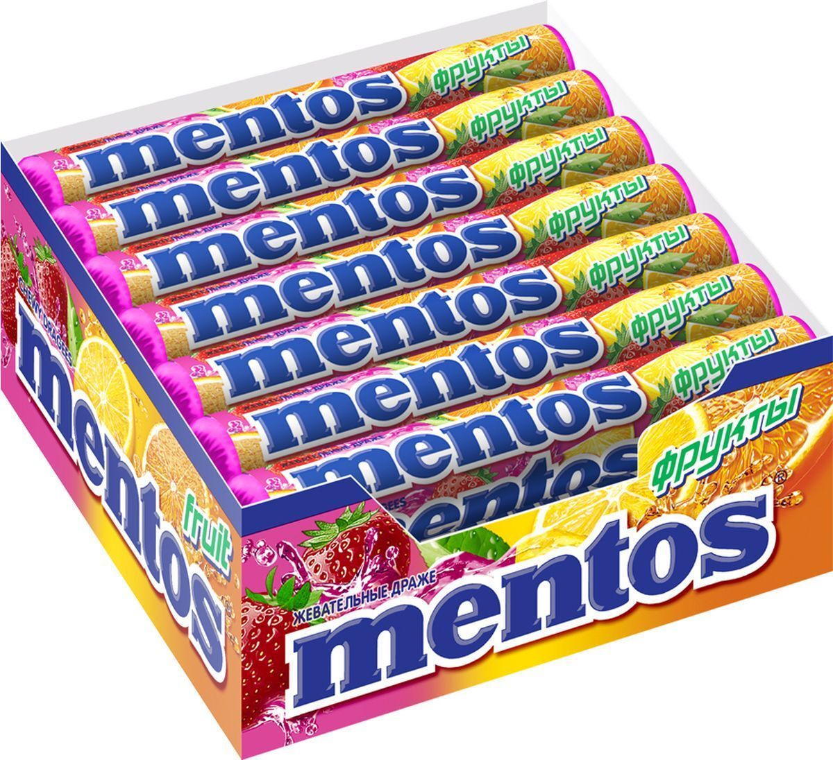 Драже Mentos фрукты жевательное 21*37 г