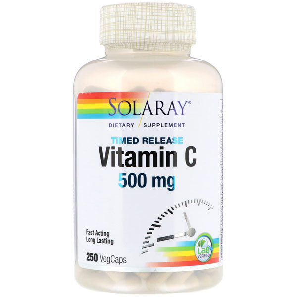 Купить Solaray Vitamin C Time Release 500 мг, 250 капсул, для женщин; для мужчин