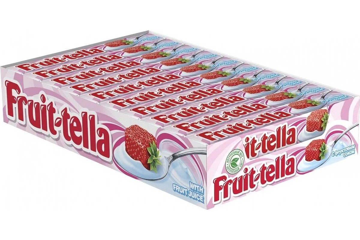 фото Конфеты fruit-tella жевательные клубничный йогурт 21*41 г