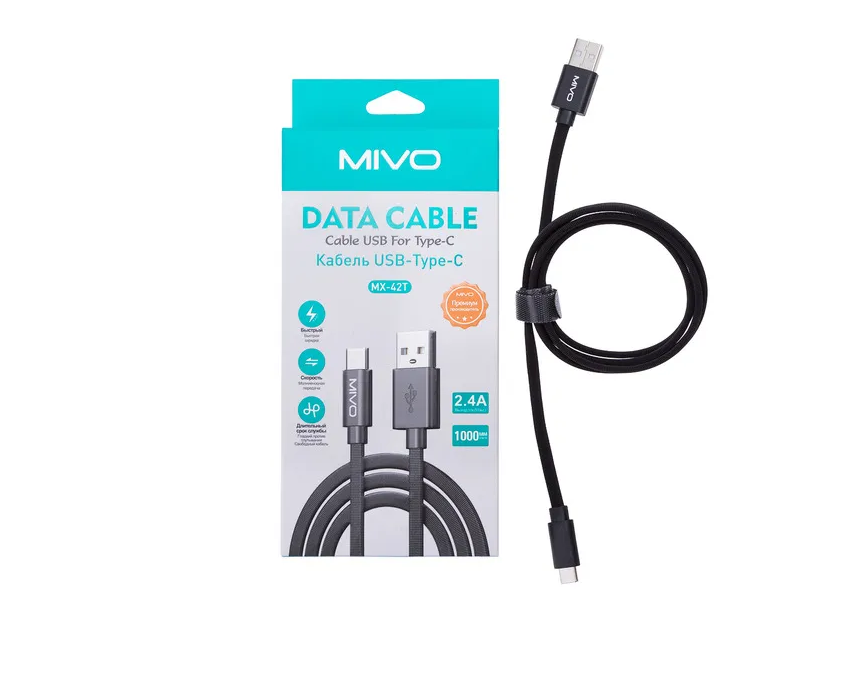 Кабель для мобильных устройств USB Type-C Mivo MX-42T 1м черный 340₽