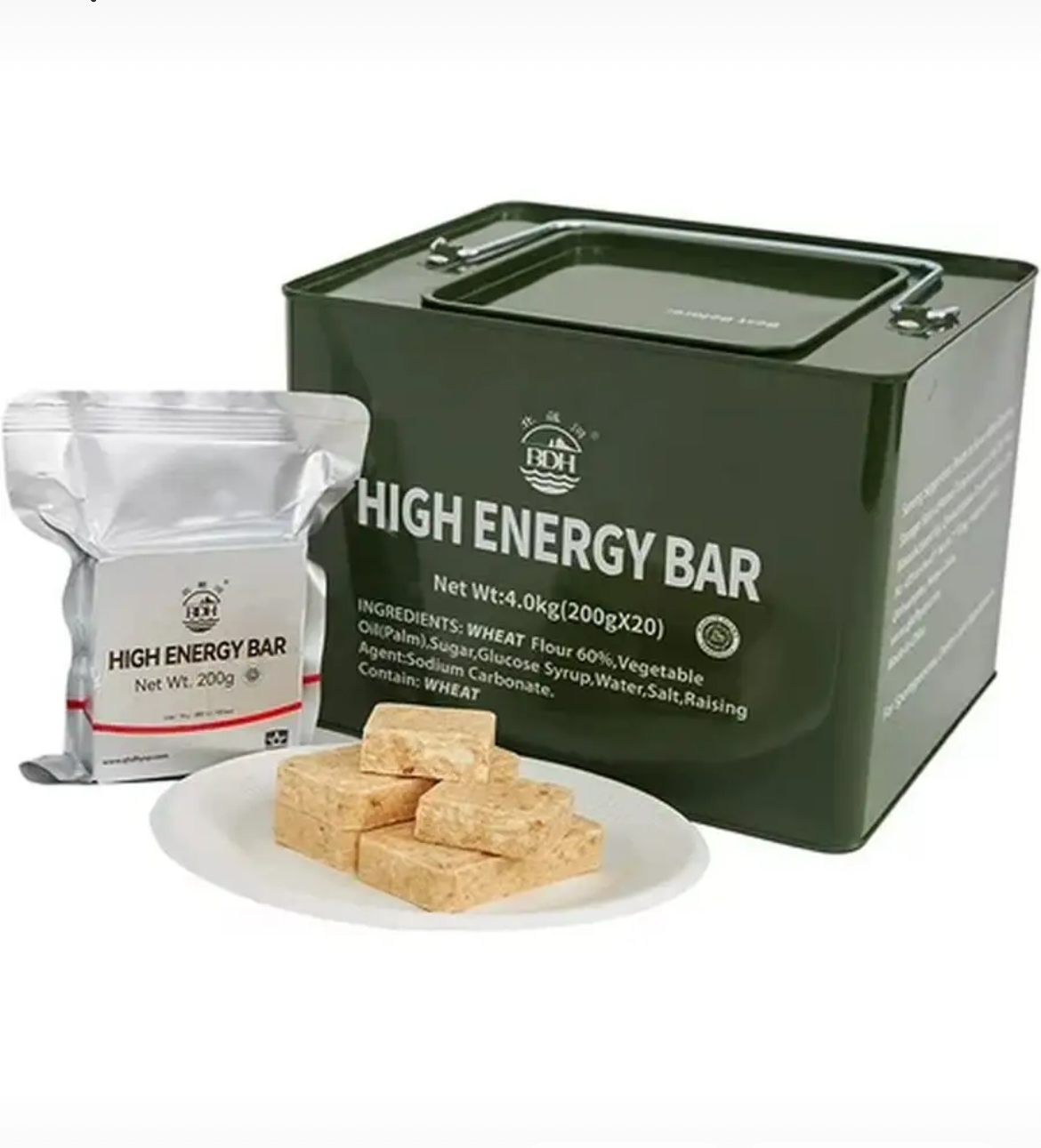 Сухой паёк BDH, Аварийный рацион питания HIGH ENERGY BAR со вкусом печенья, 200 г х 20 шт