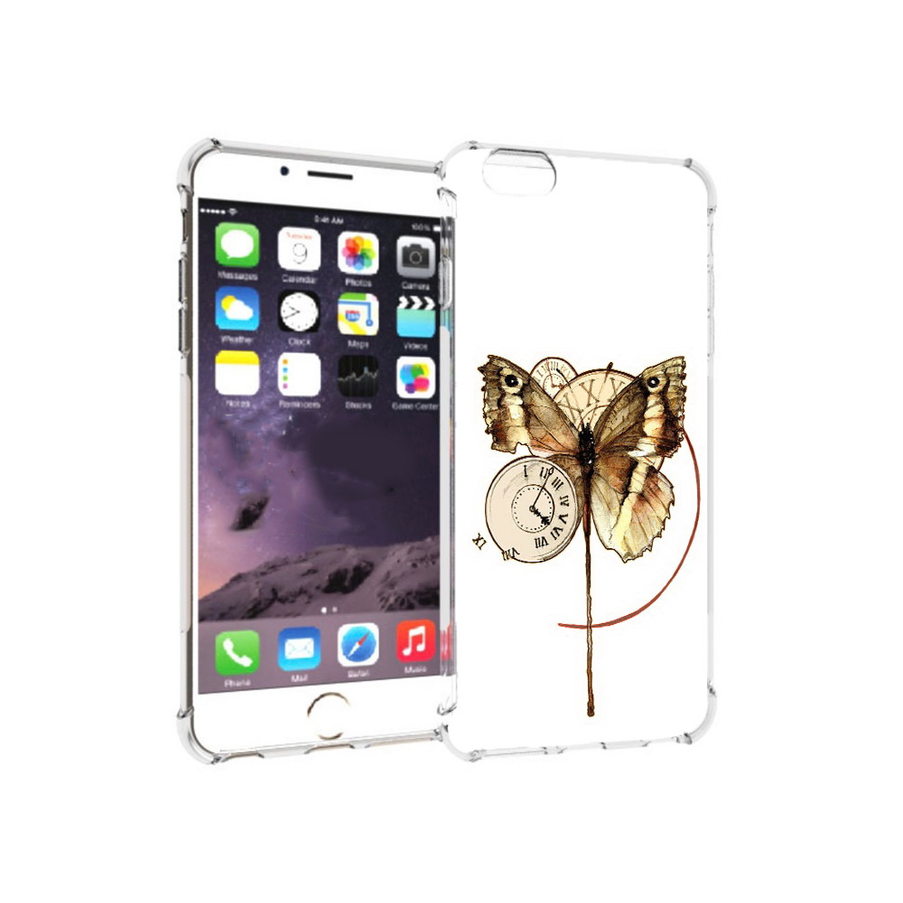 Чехол MyPads Tocco для Apple iPhone 6 Plus старинные часы с бабочкой