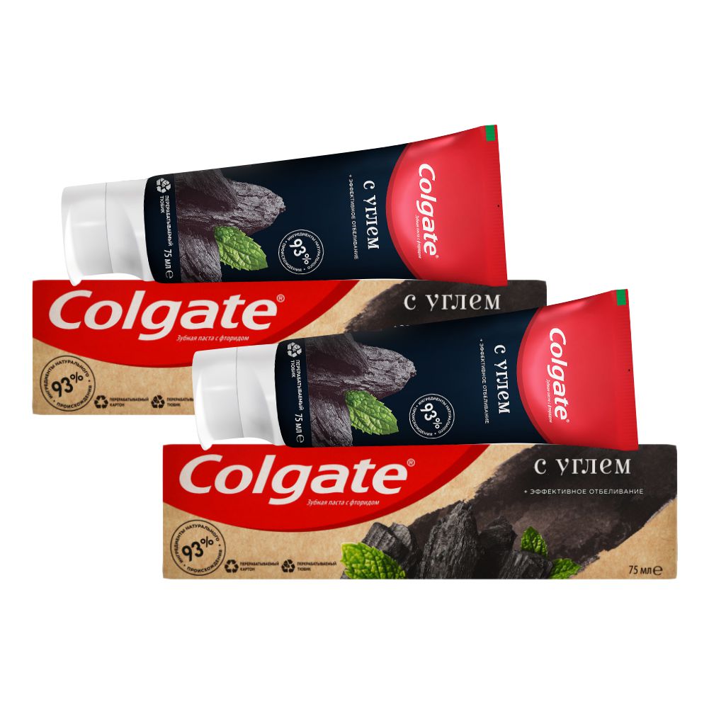 Комплект Зубная паста Colgate NATURALS Эффективное отбеливание с углем 75 мл х 2 шт. комплект зубная паста colgate бамбуковый уголь 120 г х 2 шт