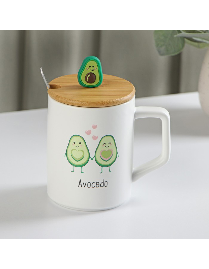 

Кружка с крышкой и ложкой Avocado керамическая, 360 мл