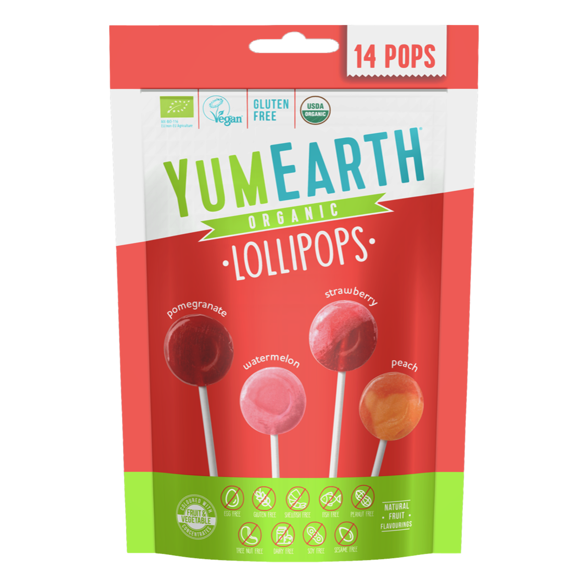 Леденцы на палочке YumEarth Organic Fruit Pops органические ассорти, 14 шт