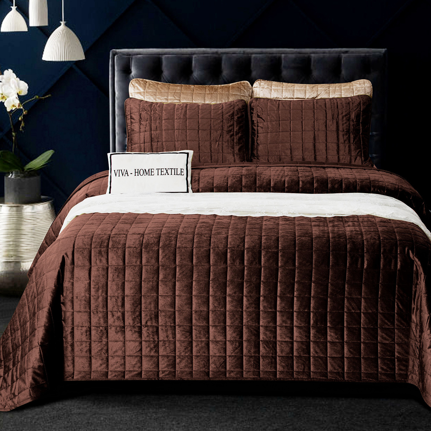 Велюровое стеганное покрывало Для тебя с любовью Евро Макси, 2 наволочки