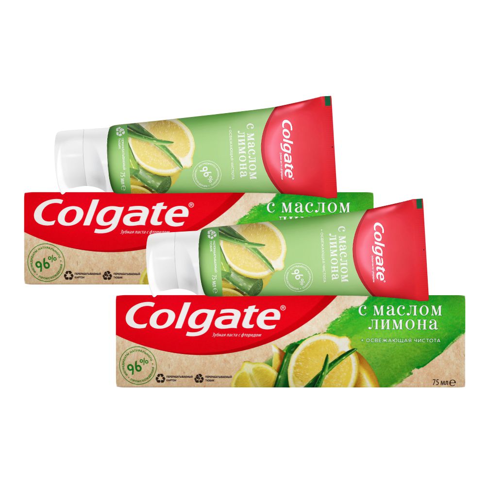 Комплект Зубная паста Colgate NATURALS Освежающая чистота с Маслом Лимона 75 мл х 2 шт. антицеллюлитные содовые ванны mimi slim с эфирным маслом лимона 500 г